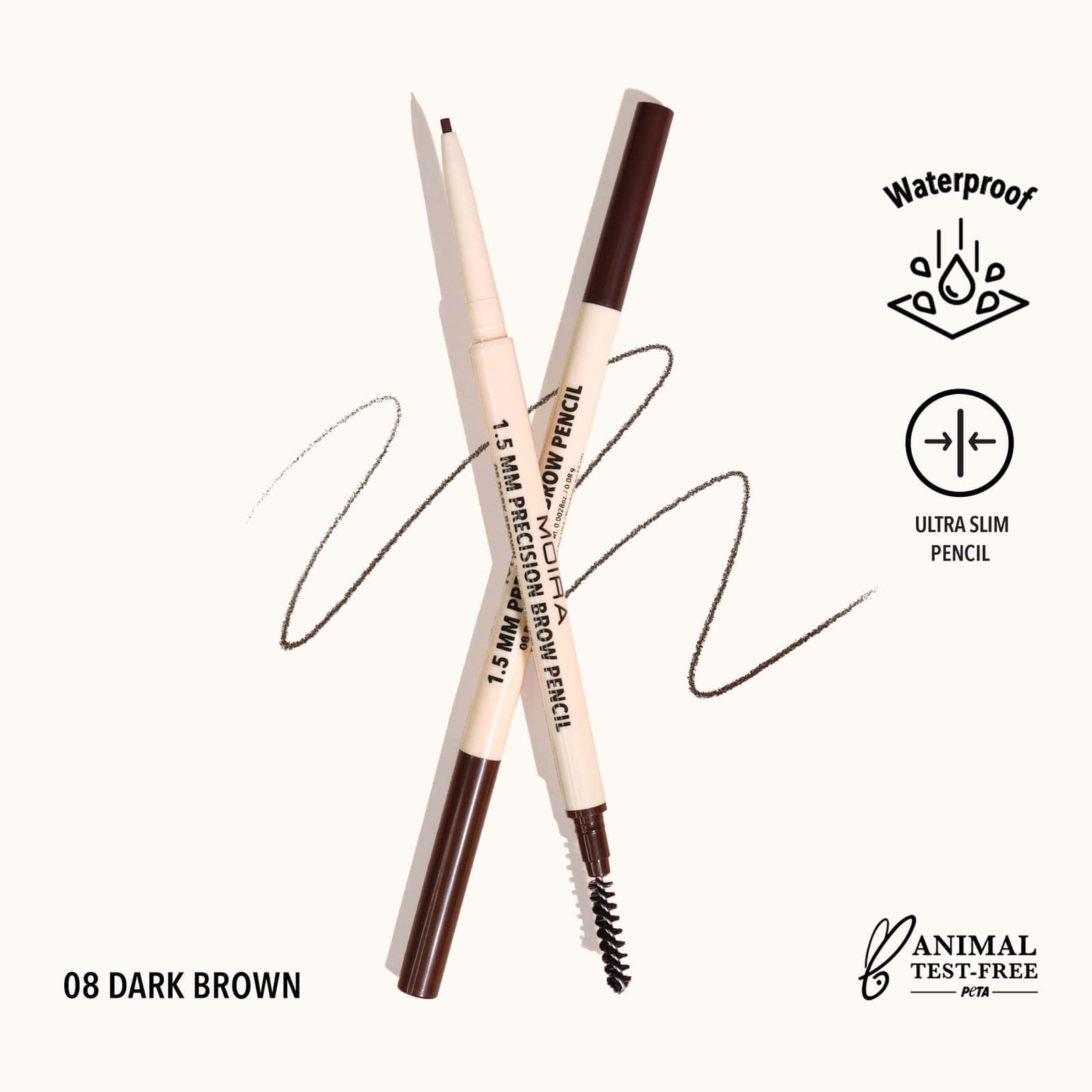 MOIRA 1.5mm Precision Brow Pencil (008, Dark Brown)