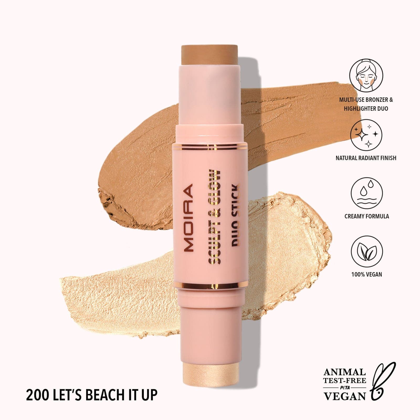 MOIRA Sculpt & Glow Duo Stick (200, Let's Beach it up)