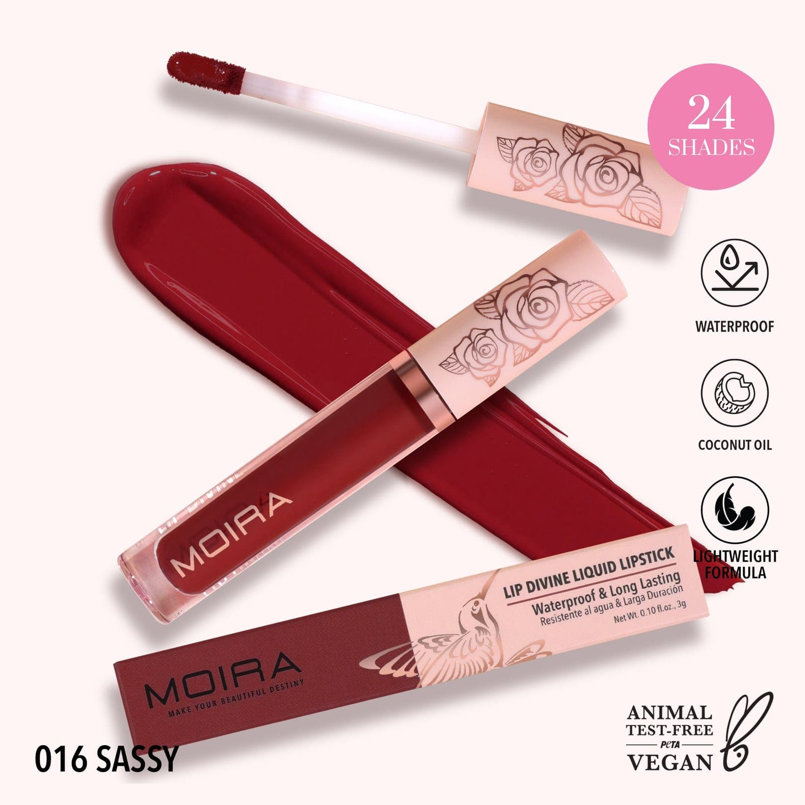 MOIRA Lip Divine Liquid Lipstick (016, Sassy)