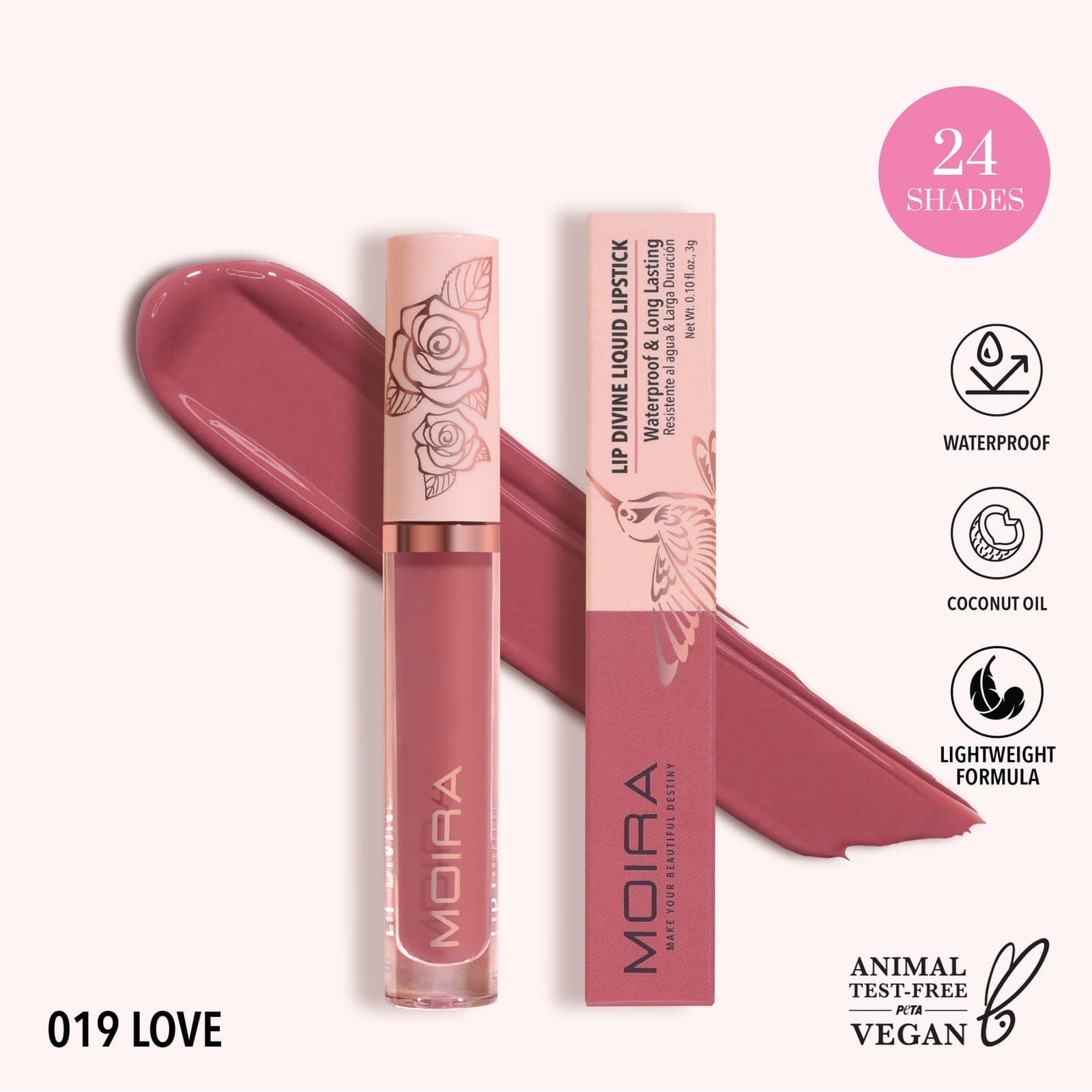 MOIRA Lip Divine Liquid Lipstick (019, Love)